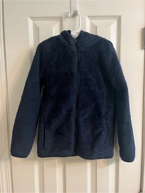 OshKosh B'gosh Navy Plush Sherpa Hooded Jacket Girls Size 8